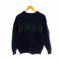 グリーンレーベルリラクシング ユナイテッドアローズ green label relaxing アーガイル クルーネック ニット セーター 長袖 M ネイビー /HK ■OS