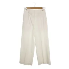 プラステ PLST パンツ ワイド スラックス ストレート ストレッチ リネン混 麻 L 白 ホワイト /AH9 ■GY58