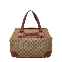 グッチ GGキャンバス ホースビット ハンドバッグ トートバッグ 296850 502752 ベージュ レッド キャンバス レザー レディース GUCCI【1-0257088】