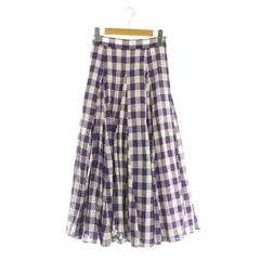 アルページュストーリー Arpege story リネン混チェックフレアスカート ロング 0 パープル /MY ■OS ■SH