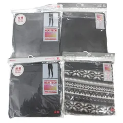ユニクロ UNIQLO ヒートテック タイツ 4点セット まとめ XL 黒 ブラック ダークグレー ワッフル素材 エクストラウォーム /HW ■GY58