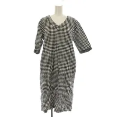 アーノルドパーマー Arnold Palmer ワンピース ひざ丈 3 白 ホワイト 黒 ブラック チェック柄 Vネック 七分袖 /LP ■GY58