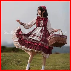 「特価 再販」コスプレ衣装 ロリータひざ丈チェック柄ワンピース＆ケープセット普段着女子会 CCJS1202P458