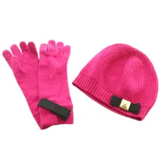 ケイトスペード KATE SPADE 2点セット ニット帽 帽子 ニット手袋 ウール ピンク /MIのサムネイル