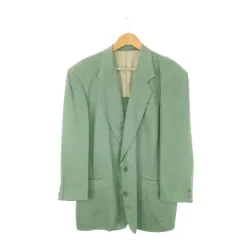 ランバン LANVIN Studio シルクテーラードジャケット シングル 背抜き 50-36 緑 グリーン /CK7 ■GY99