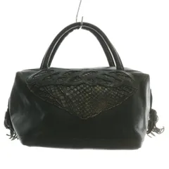 イビサ IBIZA ハンドバッグ パイソン レザー 内側総柄 タッセル ロゴ 緑 グリーン /XZ ■GY18