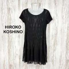 HIROKO KOSHINO ヒロココシノ 総柄 レース メッシュ 半袖 ワンピース チュニック ブラックのサムネイル