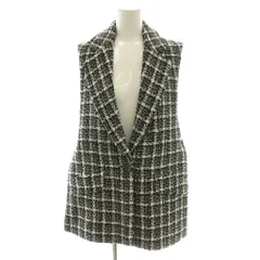 ザラ ZARA ツイードベスト S 黒 ブラック 白 ホワイト /SS ■OS