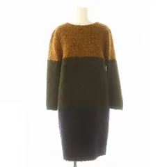 グレースコンチネンタル GRACE CONTINENTAL ニットワンピース ボーダー 長袖 ひざ丈 38 茶 ブラウン 紺 ネイビー /MF ■OS