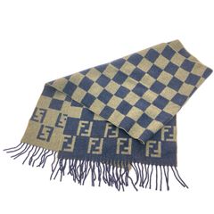 FENDI フェンディ 大判 マフラー ストール 刺繍ロゴ レトロ フリンジ