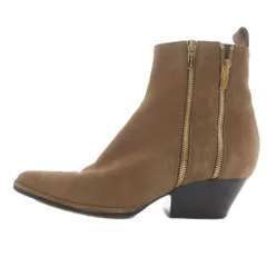 セルジオロッシ Sergio rossi スエード サイドジップブーツ ショート ポインテッドトゥ 38 茶色