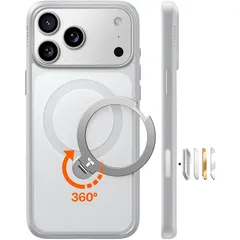 【新品】 TORRAS iPhone 17 Pro 用 ケース【多機能一体・360°新定点回転スタンド】 Magsafe対応 高耐久性 耐衝撃 ゼンマイ式スタンド リング 縦横両対応 マグネット搭載 急速充電対応 指紋防止「Ostand Q3 Spin」チ 0