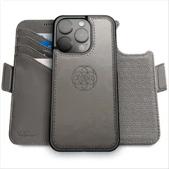 【新品】 Dreem iphone 15 pro ケースウォレット、画期的なスマートフォンスタンド、ヴィーガンレザー、MagSafeフィット対応、マグネット着脱式フリップカバー、RFID保護カードホルダー、ギフトボックス入り、Fibonacci：グレー 0