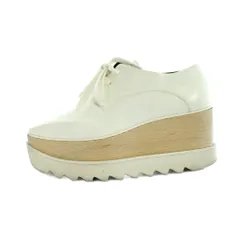 ステラマッカートニー STELLA McCARTNEY ELYSE 厚底 シューズ 靴 プラットフォーム レザー ロゴ スクエアトゥ 35 白 ホワイト ■GY19 /MQ