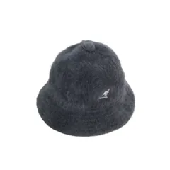 【中古A】90s 00s KANGOL カンゴール L メンズ ハット アンゴラファー ブルーロゴ グレー 中古A 古着