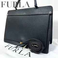 ☆極美品★FURLA  フルラ★ ライク　ショルダーバッグ　トートバッグ　2WAY　斜め掛け　ブラック　レザー　自立型　A4サイズ可　大きめ　ロゴ　保存袋★♯2290