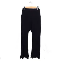 ハレ HARE リブ ニット フレア パンツ 無地 リネン 麻 F ブラック 黒 /FT32