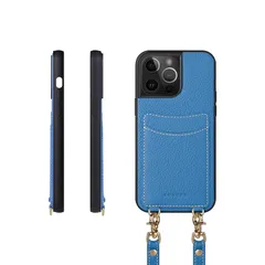 【新品】 COGURE コグレ iPhone13ProMax ケース ショルダーストラップ 本革 カード収納 落下防止 耐衝撃 ギフトボックス付き COPGCS シアン【Cyan】 1