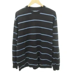 ワコマリア WACKO MARIA 25FW ボーダー クルーネック ロンT Tシャツ 長袖 薄手 Lサイズ 黒 ブラック