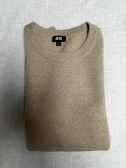 UNIQLO ウォッシャブルミラノリブクルーネックセーター 31ベージュ XL
