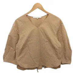 自由区 オンワード樫山 ブラウス 長袖 Vネック 麻 リネン混 38 ベージュ ■YHS9