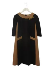 トゥービーシック TO BE CHIC ひざ丈ワンピース スリット ブラック 黒 ブラウン 茶色 五分袖 タイト 40