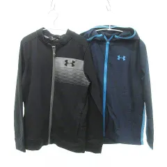 アンダーアーマー UNDER ARMOUR 145cm～150cm フード パーカー アウター 2点セット 黒 ブラック 青 ブルー ■GY