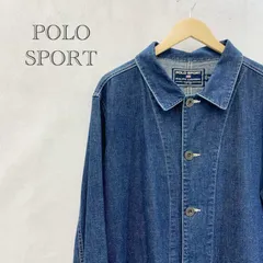 90s POLO SPORT RALPH LAUREN デニム カバーオール ジャケット LL ブルー  メンズ ファッション _201023