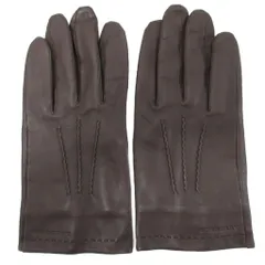 バーバリー BURBERRY 裏地ノバチェック レザーグローブ 手袋 ロゴ 皮革 茶 ブラウン ■WY