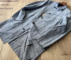 新品 COMME CA MEN コムサメン リネンコーティングコート 22ブルー Lサイズ 17MF11 定価36,300円のサムネイル
