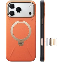 【新品】 TORRAS iPhone 17 Pro Max 用 ケース【新感覚レザー・スキンタッチ】Ostand Q3 レザートーン MagSafe対応 リング スタンド 360°定点回転 縦横両対応 マグネット搭載 革 カメラコントロールボタン 米軍規格 1