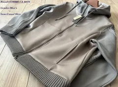 新品 COMME CA MEN コムサメン ニットコンビ ジップアップパーカ 15ベージュ Lサイズ 45CM09 定価28,600円