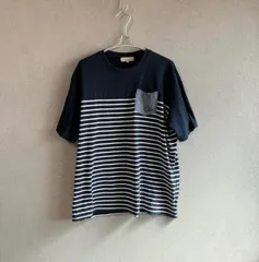LOGOS DAYS ポケット付き ネイビー ボーダー Tシャツ メンズ 4L