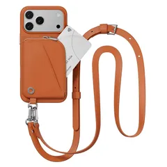 【新品】 MagEasy iPhone 17 Pro Max ケース ショルダー ストラップ 付き カード入れ 合成 皮 革 スマホケース カード 収納 ポーチ付き 財布 頑丈 ショルダーケース [iPhone17ProMax 対応] コーラル/コーラル 0