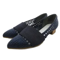 銀座かねまつ GINZA Kanematsu パンプス 22.5cm 紺 ネイビー 編み込み メッシュ ポインテッドトゥ /AE