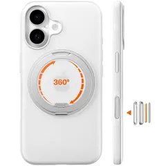 【新品】 TORRAS iPhone 16 用 ケース カメラコントロールボタン付き【カチカチ・多機能360度回転スタンド】 縦横両対応 マグネット搭載 MagSafe対応 米軍MIL規格耐衝撃 リング 指紋防止 黄変防止 マグセーフ対応 レンズ保護 滑り 0