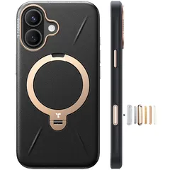 【新品】 【新感覚レザー・スキンタッチ】TORRAS iPhone 16 用 ケース 革 360°回転スタンド 縦横両対応 リング マグネット搭載 MagSafe対応 ワイヤレス充電対応 米軍規格耐衝撃 指紋防止 黄変防止 Ostand Q3 レザートーン 1