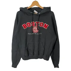 Champion チャンピオン ECO BOSTON ボストン カレッジ刺繍 パーカー フーディー プルオーバー 長袖 フロント刺繍 袖刺繍 Nicaragua製 Mサイズ ダークグレー