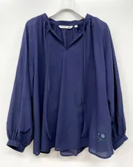 [BNWT] UNIQLO x JW ANDERSON Floral Embroidered Volume Sleeve Blouse - Navy