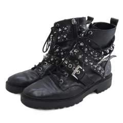 ザラ ベーシック ZARA BASIC スタッズ ベルト レースアップ ブーツ レザー ブラック 24cm ■FFのサムネイル