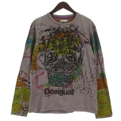 デシグアル Desigual MAN Tシャツ カットソー 長袖 スカル フロッキープリント グレー Lのサムネイル