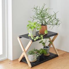 人気2段ラック】盆栽台 アイアンラック 観葉植物 多肉植物 植物棚 受注
