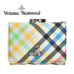 ヴィヴィアンウエストウッド Vivienne Westwood 財布 がま口 三つ折り チェック柄 スモール フレーム ウォレット パスケース付き ミニ財布 オーブ 5115002MW