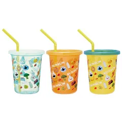 パペットスンスン ストロー付きタンブラー 320ml 3個セット スケーター