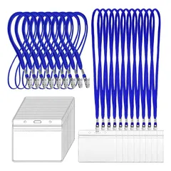 【新品】 [Pepcyo] ネームホルダー 50枚 名札ケース ネックストラップ 吊り下げ名札 イベント スタッフ パス 名刺 ID カード ホルダー 社員証 ケース 入れ 首下げ 展示会 透明 防水 セット 0