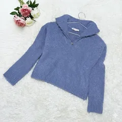 ZARA ザラ ハーフジップニット S ブルー 青