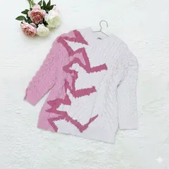 ZARA ザラ ケーブル編みニット M-Lサイズ 厚手 ニットワンピース ホワイト ピンク 白