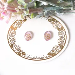 no.497　レジン　卵型　桜　薄紫　マグネットジェル　ピアス　イヤリング　ハンドメイド
