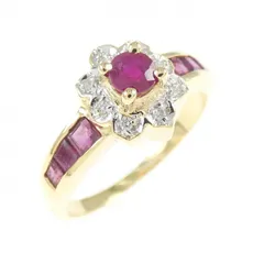 K18YG/K18WG フラワー ルビー リング