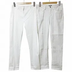 セオリー Theory 小さいサイズ リネン 2本セット まとめ スラックス パンツ 無地 ストライプ 白 ホワイト 00 XS相当 X